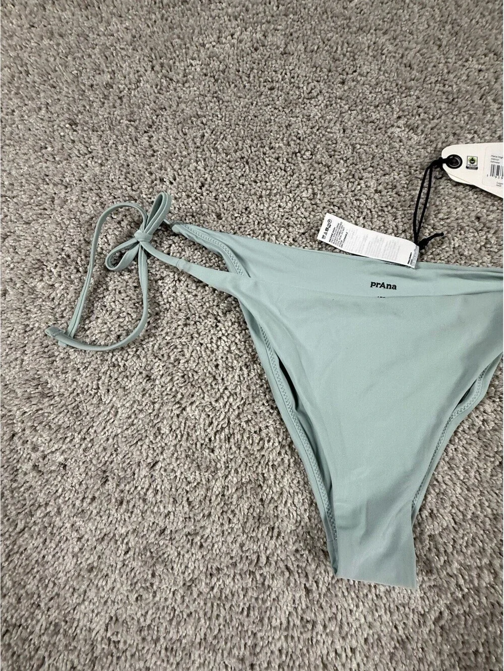 NWT Prana Hana Highway Bikini Bottom Size Large Saltwater Blue Tie Sides